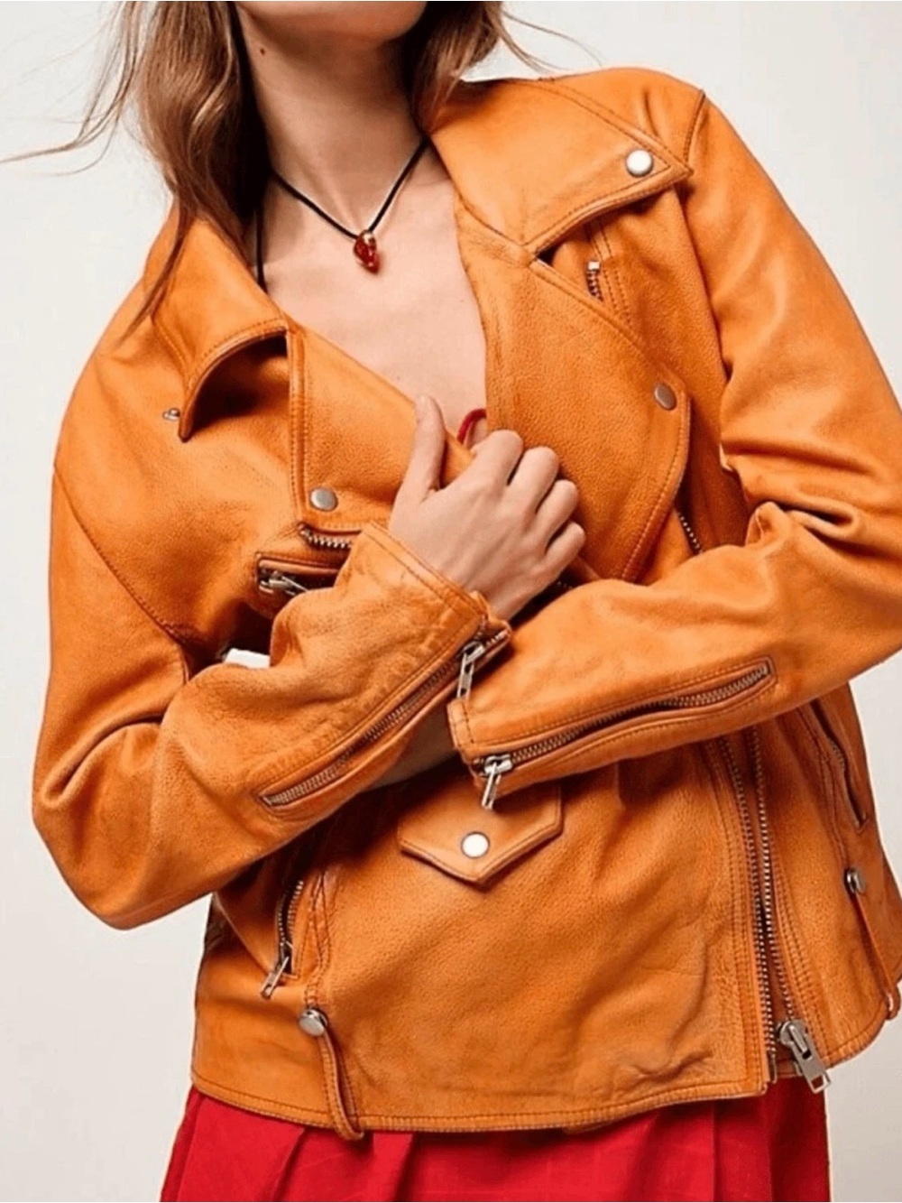 Free People M 100% Leather Jacket